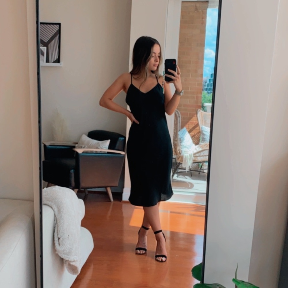 black midi zara slip dress